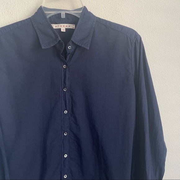 Xirena Button Down Long Sleeve Navy Zoey Lightweight Shirt - Picture 2 of 7